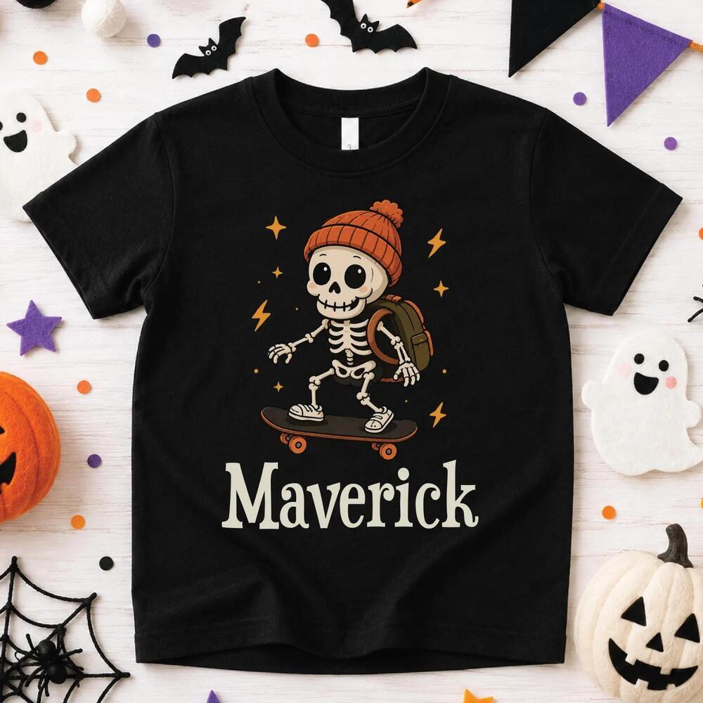 Halloween  Skeleton Skateboard Shirt